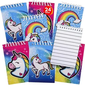 Mini Unicorn Spiral Notebooks, Bulk Pack of 24, Small Note Memo Pads with Colorful Covers, Cute Stationery Supplies for School and Office, Fun Unicorn Birthday Party Favors for Kids