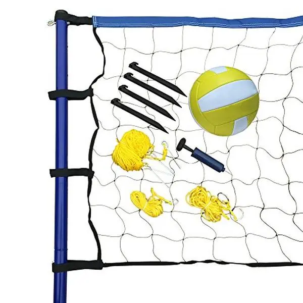 212 MAIN Portable Volleyball Net System - Adjustable Telescopic Steel Poles, Regulation Nylon Net, Adjustable Height Settings, Heavy-Duty Carrying Bag, Volleyball Equipment All Set with Ball & Pump for Backyard Outdoor/Indoor Games, Easy Setup & Transport