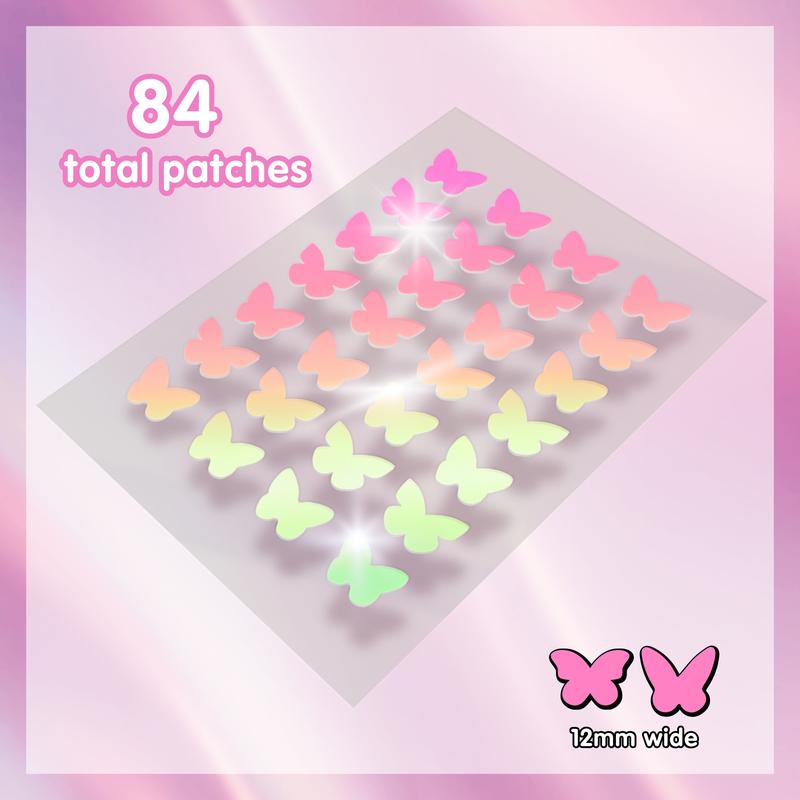 Heal & Conceal Pimple Patch - Cute Holographic Butterfly Shaped Acne Patches, Fun Hydrocolloid Zit Stickers for Face (Iridescent Pink Butterflies, 84 Count) by Sparkle Beauty Labs