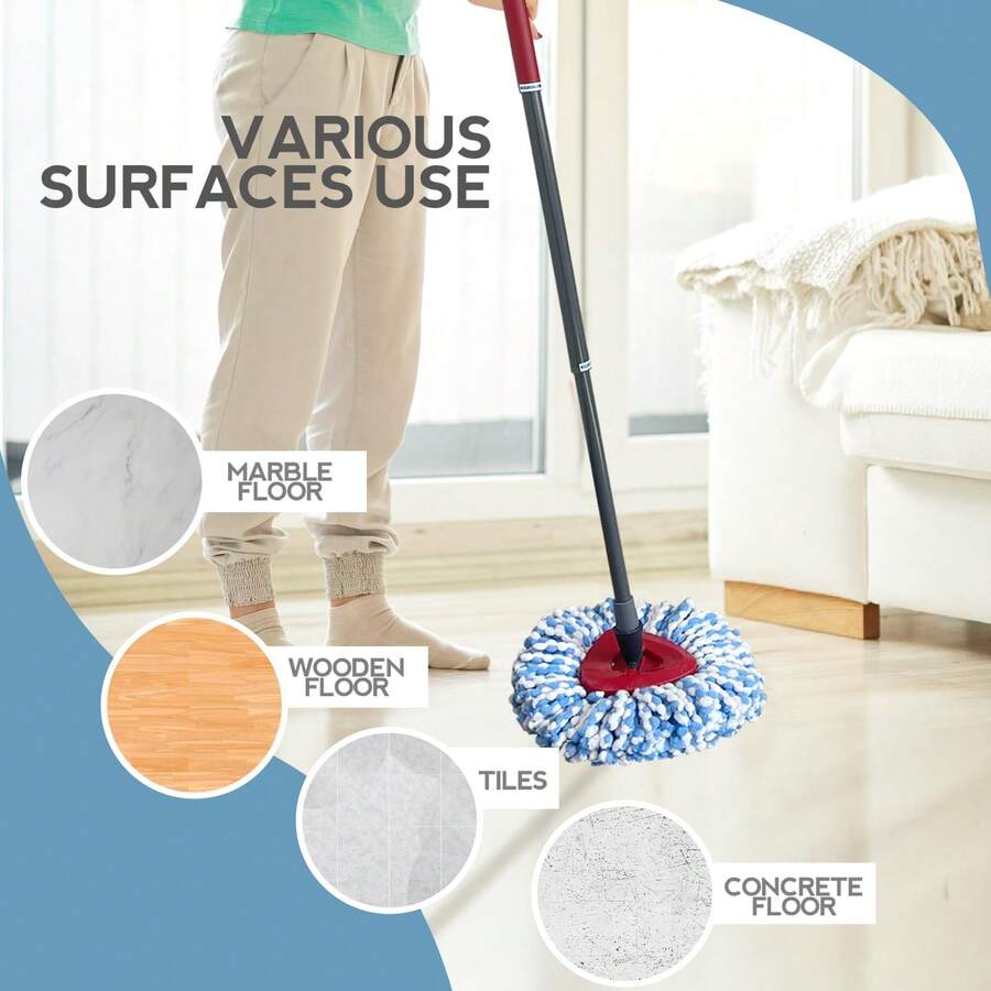 [3/5-piece set] Mop replacement head (only applicable to dual-tank system), rotating mop replacement head, easy to clean, microfiber replacement head, machine washable