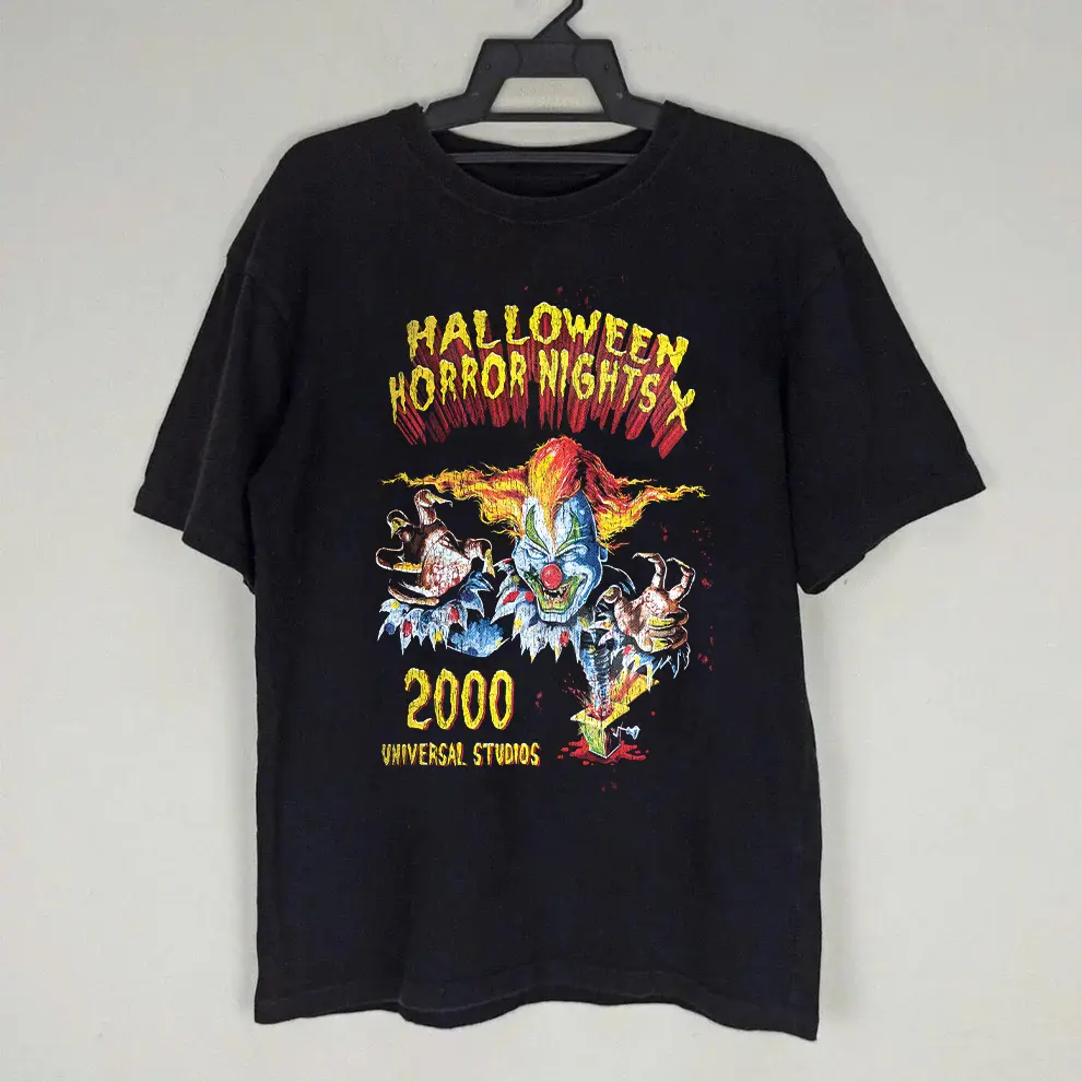 Halloween Horror Nights Vintage Black T-Shirt, Urban Street Style Vintage Good Graphic Tee Unisex Cotton Top, Y2K Grunge Aesthetic, Trendy T-Shirt, Casual Daily Wear, Gift T-Shirt Top Menswear Womenswear Streetwear