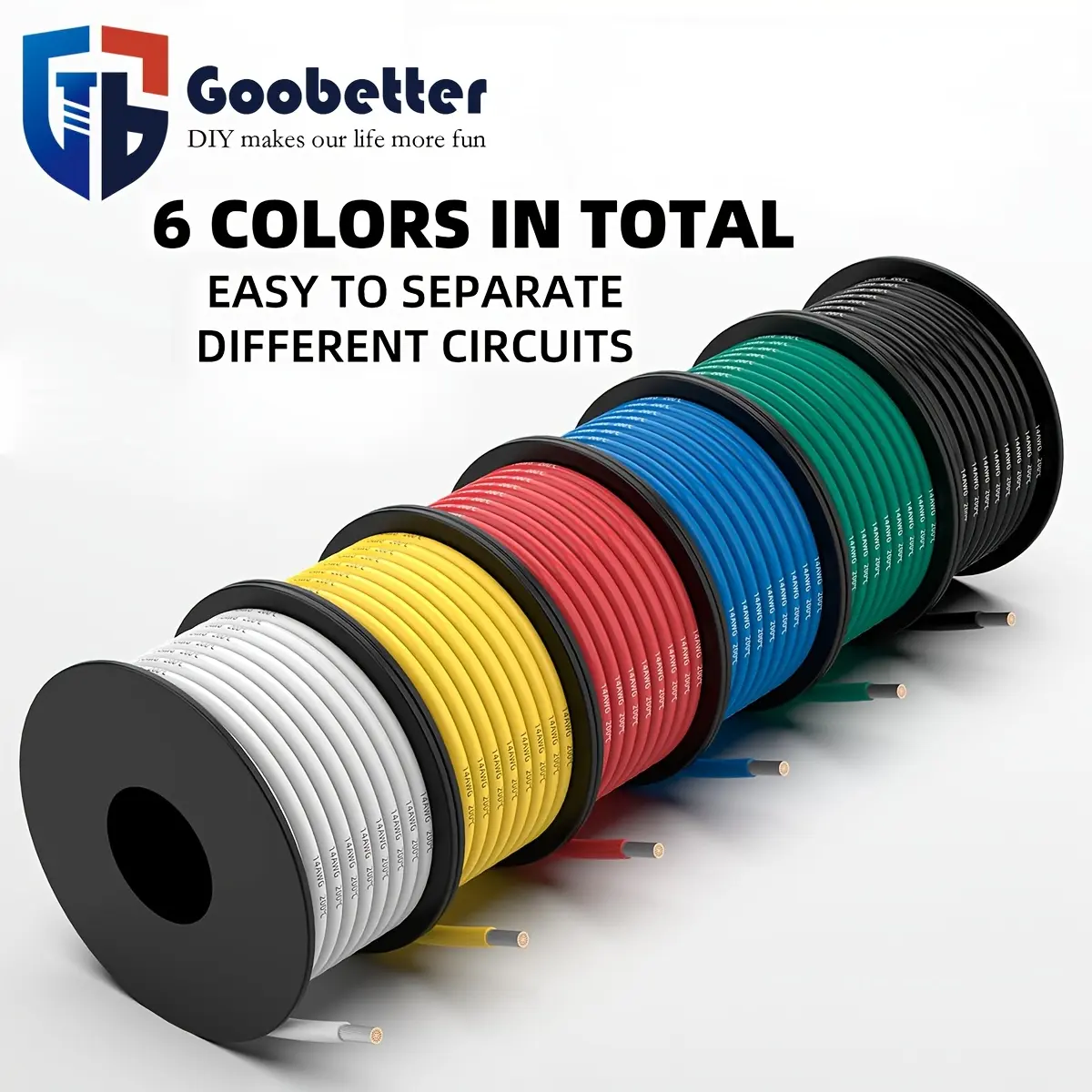 14AWG/16AWG/18AWG/20AWG/22AWG Stranded Wire Spool Kit, 16.4ft/32.8ft Each 6 Colors Flexible 14-22 Gauge Silicone Hook Up Wire Kit Electrical Tinned Copper Wire for DIY Home LED Lighting, Electrical Equipment