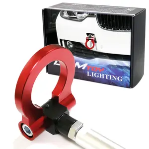 iJDMTOY Red Track Racing Style Tow Hook Ring For BMW 1 2 3 4 5 X1 X3 X4 X5 X6 Series, For Mini Cooper F54 F55 R60 R61, Made of Lightweight Aluminum