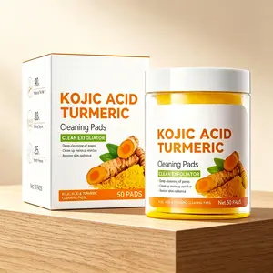 50-Pack Turmeric Kojic Acid Cleansing Pads, Face Exfoliating Pads for Blemish Care, Oil Balancing Skincare Treatment