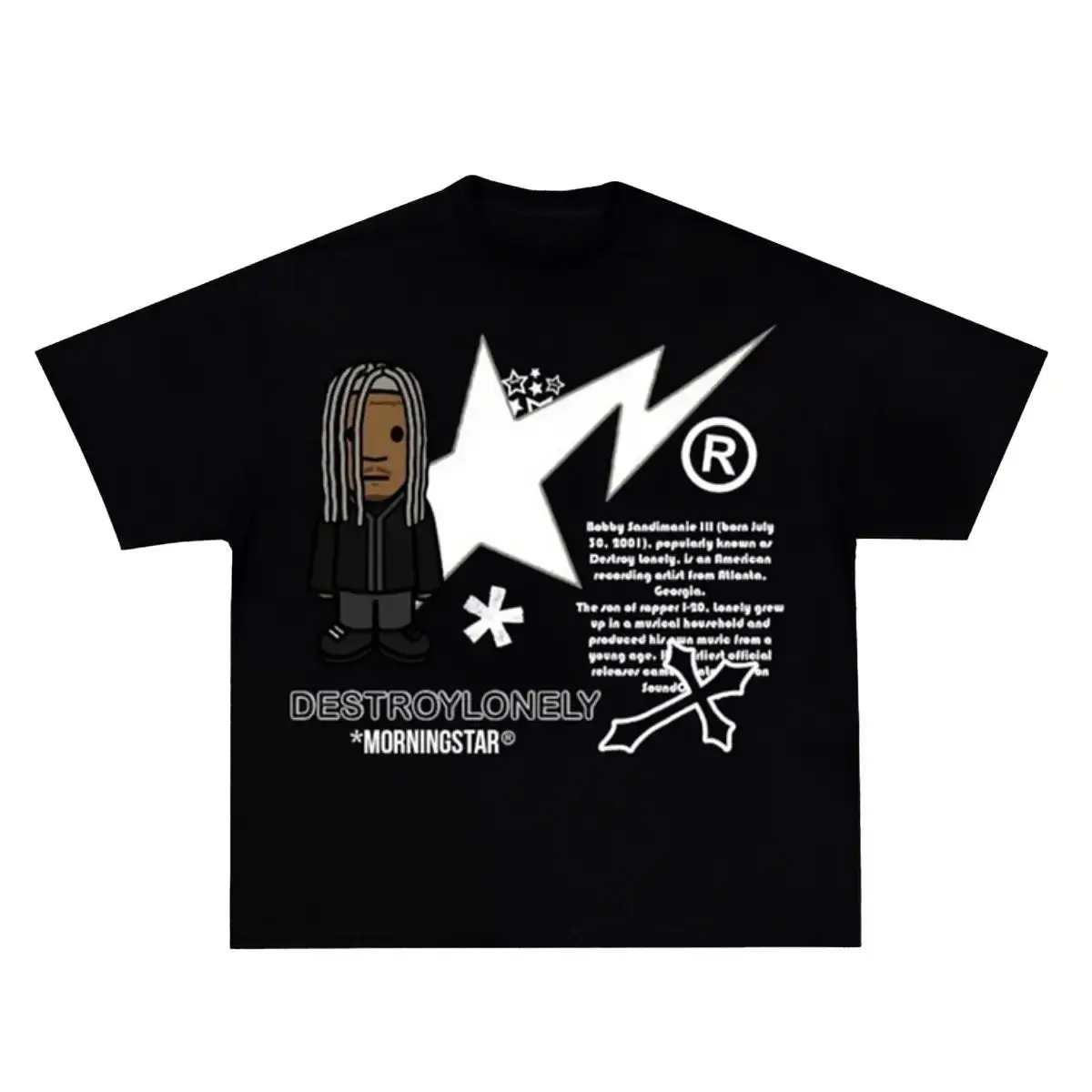 Vintage DESTROY LONELY T-Shirt, Cartoon Rapper, Hip Hop Shirt, Retro Graphic Tee, Punk, Outdoors Style, Rap Fans Tee, Trendy Clothing, High Quality, Sports, Gift for friends, Street style, Many colors from S to XL, tiktokshop