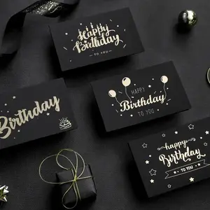 5 styles to choose from: black hot stamping birthday card, hot stamping design invitation letter, postcard, blessing message card, small card with blank envelope, suitable for party invitations and birthday wishes