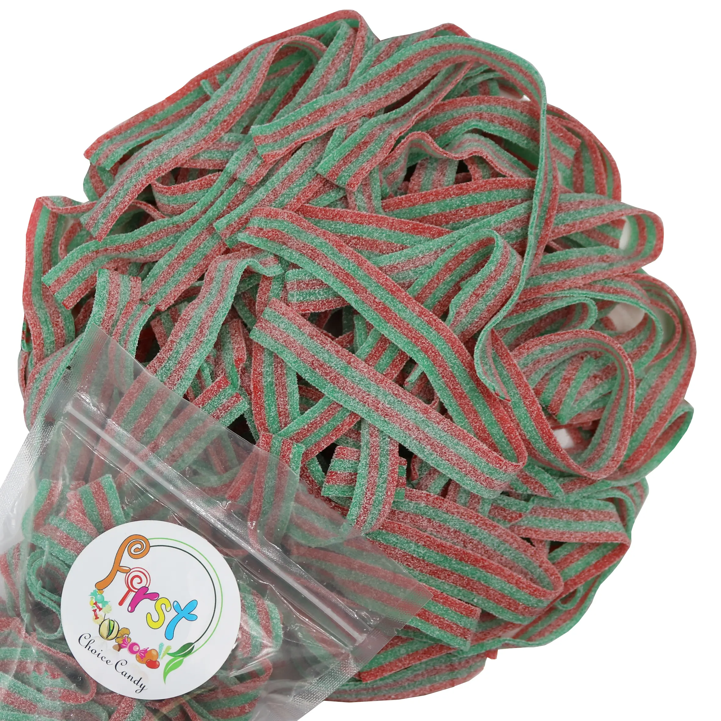 SOUR  STRAWBERRY/ APPLE GUMMY CANDY BELTS 2LB BAG