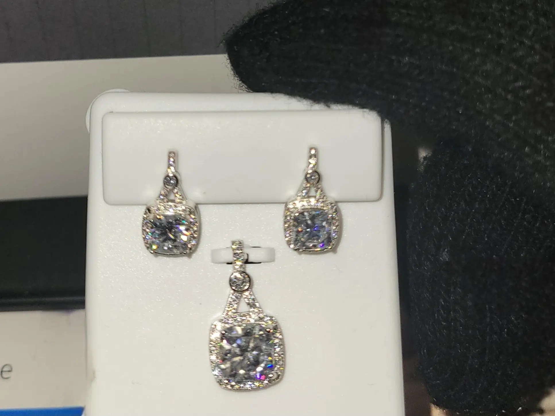 Moissanite Jewelry Set – Cushion Cut Pendant & Earrings (925 Sterling Silver, 5.00 CTW)