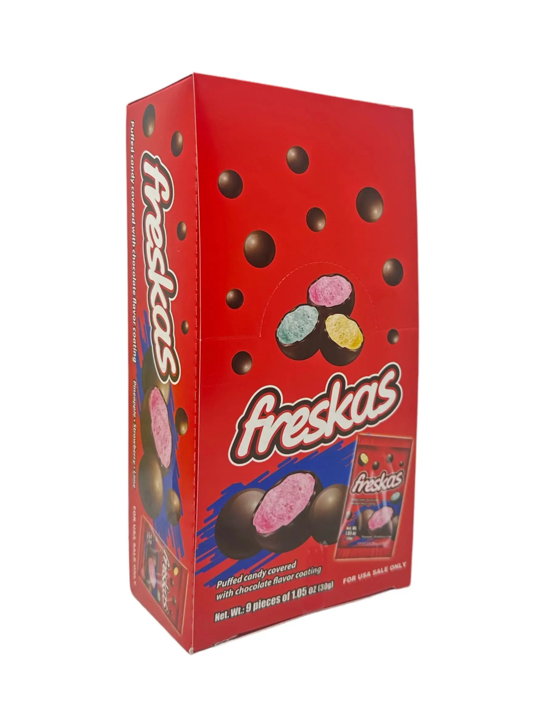 Choco Fresky's Freskas Puffed Candy Covered With Chocolate Flavor Coating 9 Pieces