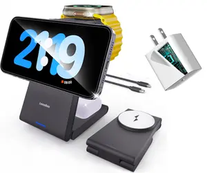 MagSafe Charger, Foldable Wireless 3 In 1 Charging Station for iPhone 15 14 13, AirPods and Apple Watch Cellphone Device Portable Magnetic