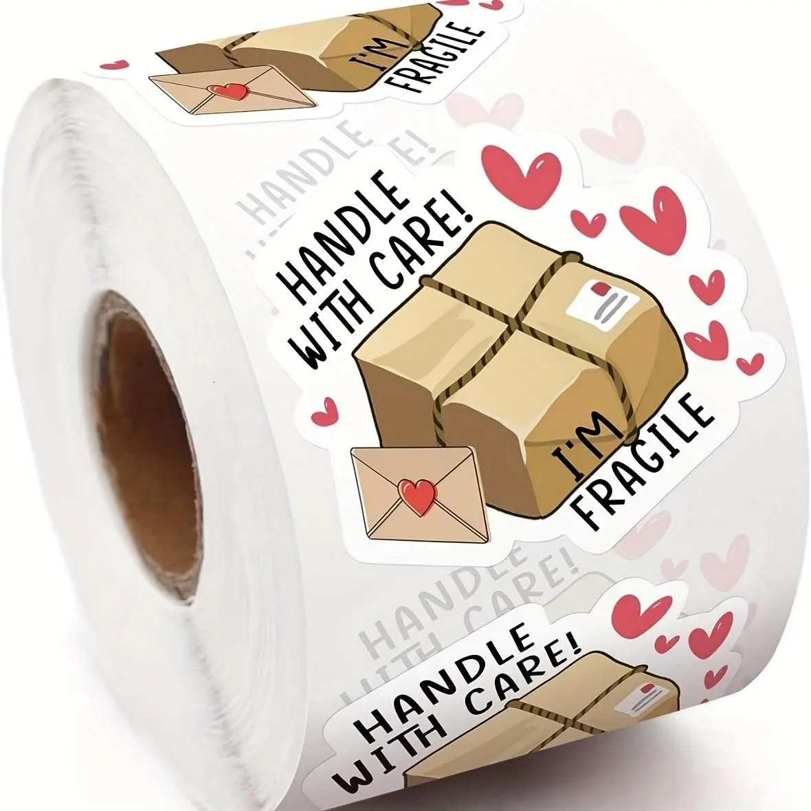 Heart Pattern Mail Sticker, Valentines Stickers, Envelope Stickers, 500pcs/roll Cute Thank You Sticker, Mail Packaging Sticker Label, Transportation Small Business Handmade Sticker, Stickers Included