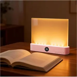 Smart Flat Book Light, Rechargeable Clear LED Reading Lamp with 3 Colors & Timer, 99% Light Transmittance Dimmable Full Page Panel Plate Lamp, Ultra-Clear Transparent Panel Night Reading Lights