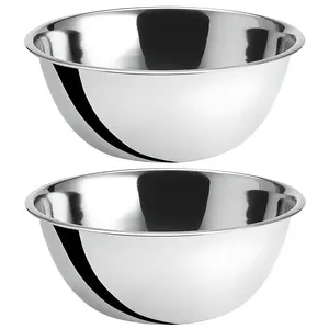 8 Quart Mixing Bowls | Set of 2 | 13.25-Inch Stainless Steel Professional Grade Flat Base Mixing Bowls for  and Commercial Kitchens