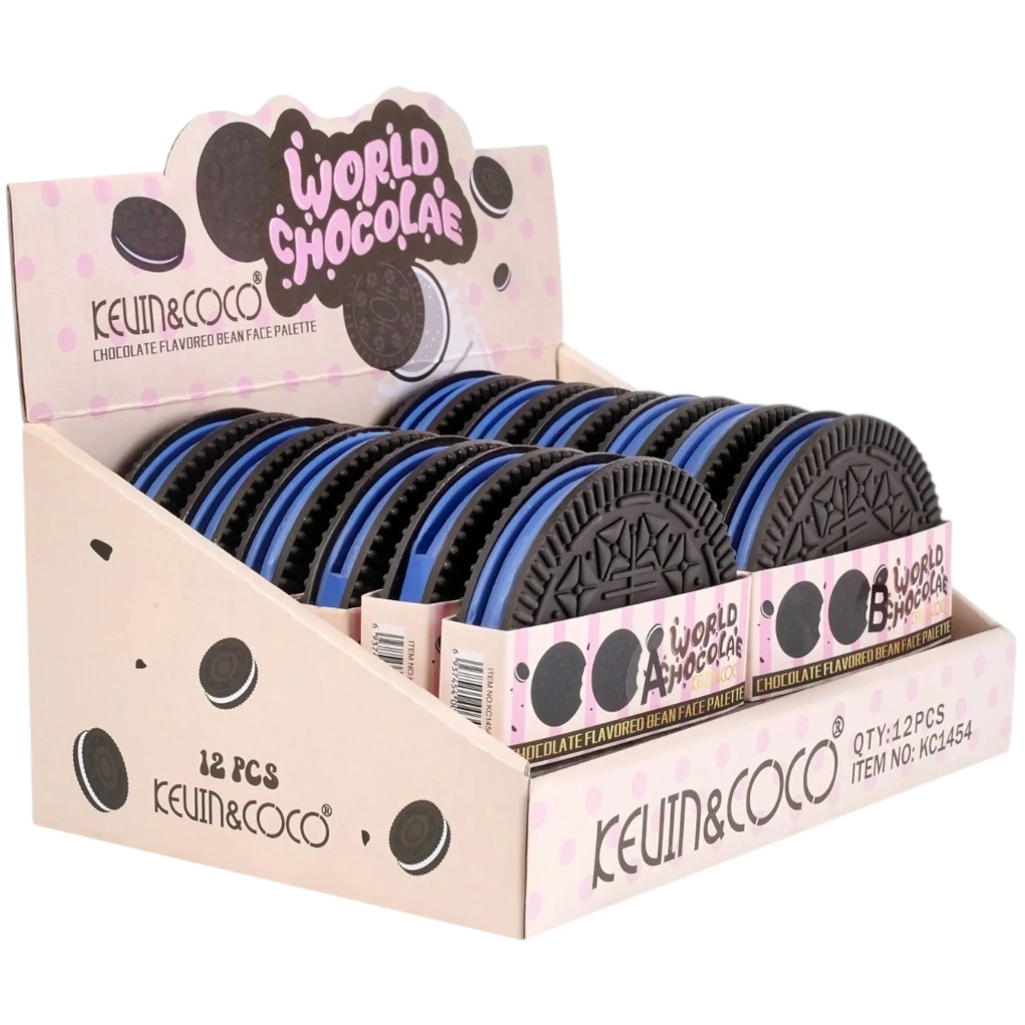 Kevin & Coco Chocolate Flavored Bean Face Palette - Wholesale Display 12 Units (KC1454)