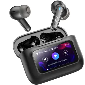 TOZO-ColorPods Wireless Earbuds with Touch Screen Active Noise Cancelling Ear Buds Dual Mic ENC Clear Call Deep Bass in Ear Bluetooth 5.3 Headphone Long Playtime IPX6 Waterproof 32 EQs via APP FathersDayGift Headsets Charging Connection Lcd