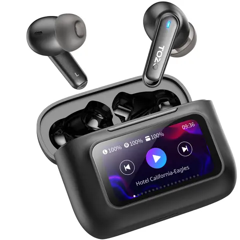 TOZO ColorPods Waterproof Sports Earphones - Bluetooth 5.3 Electronic Headphones with Touch Control, Noise Cancellation, Dual Mic ENC Calls, Deep Bass, Long Playtime, 32 EQs via APP, Chargeable LCD Case, Stable Connection (Father's Day Gift)