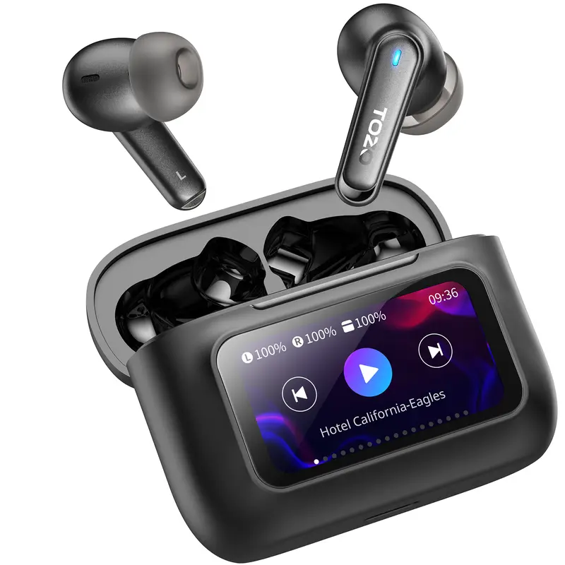 TOZO ColorPods Waterproof Sports Earphones - Bluetooth 5.3 Electronic Headphones with Touch Control, Noise Cancellation, Dual Mic ENC Calls, Deep Bass, Long Playtime, 32 EQs via APP, Chargeable LCD Case, Stable Connection (Father's Day Gift)