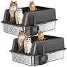 Zarler XXXL Stainless Steel Litter Box for Big Cats, 28" L x 20" W 50L High-Sided Litterbox with Lid, Privacy & Odor Control, Non-Stick, Filter Pedal, Durable Scoop, Easy-Clean Steel Saves Time Every Day,back to school