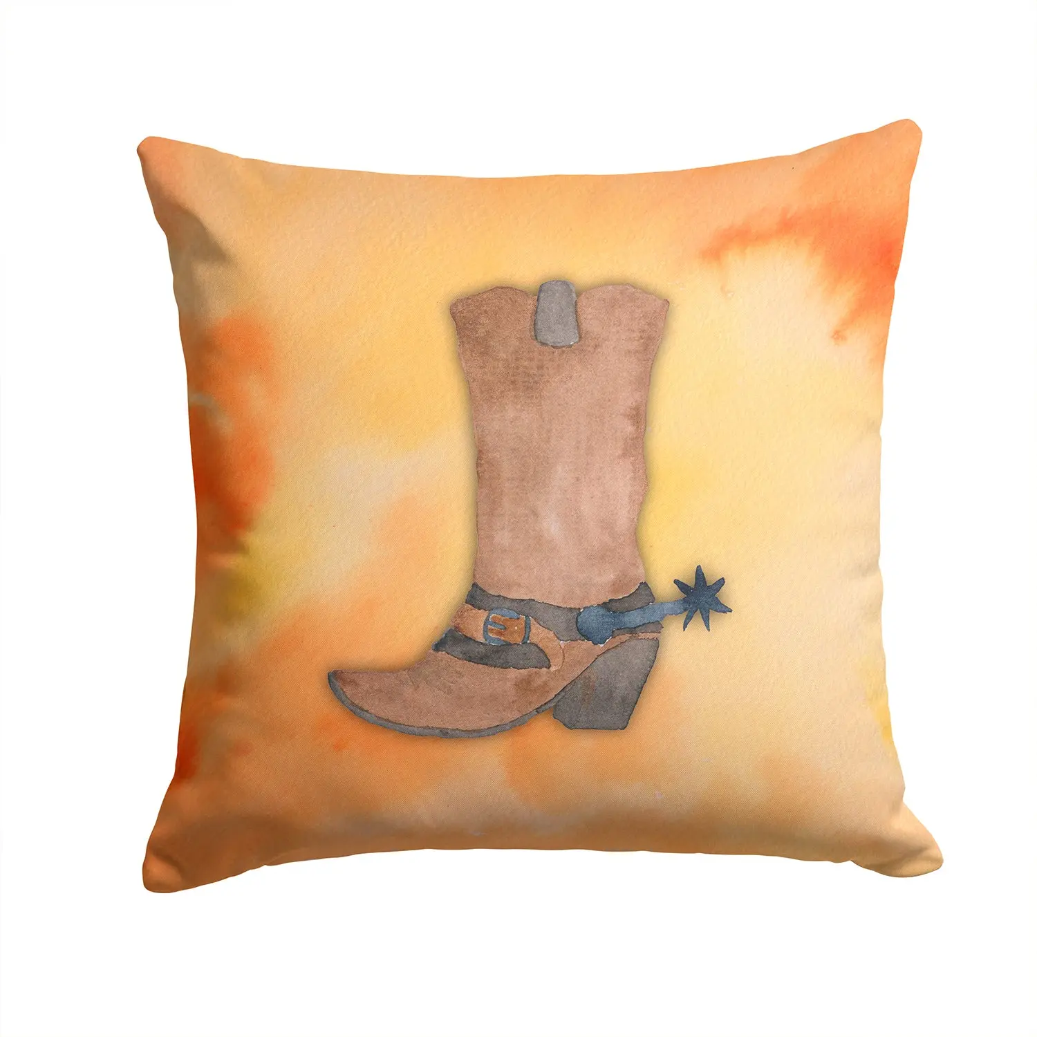 Cowboy Boot Watercolor Decorative Throw Pillow 14x14 Indoor Outdoor Accent Cushion, Fabric Cover with Insert for Sofa, Bed, Porch & Living Room