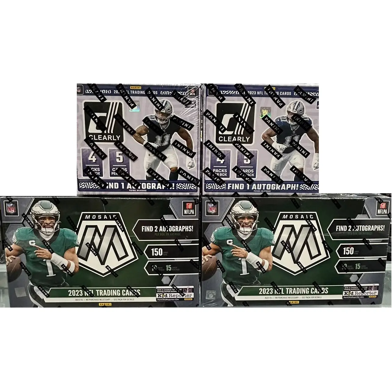 4 Box PYT Break 2023 NFL Panini Mosaic and Panini Clearly Donruss (6 autos in break)