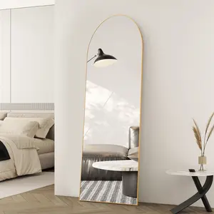71"x26" Arched Full Length Mirror with Stand Aluminum Frame Floor Mirror for Bedroom,Black