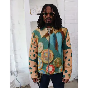 Sizx Men's Handmade Girl Scout Cookies Tapestry Jacket Coats