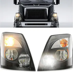 KUAFU LED Headlight Compatible with 2004-2018 Volvo VNL VNX VNM Headlamp Front Light Lamp W/Bulb Harness Replacement for 82329592 82329127 22141268