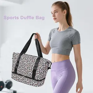 Viral Leopard Print Weekender Bag Large Travel Duffle with Shoe Compartment Waterproof Durable Tote for Travel Gym