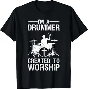 100% Cotton Funny Christian Drummer Art For Men Women Drum Player Lover T-Shirt