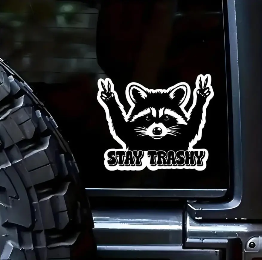 Cartoon Raccoon Car Sticker, Waterproof Vinyl Sticker for Car, Laptop, Phone, Motorcycle, Truck Accessories