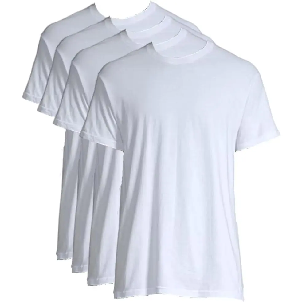 Stafford 4-Pack Men's XXL Crewneck T-Shirts, White, Soft 100% Cotton Plain Undershirts, Stay Tucked, Breathable, Tagless, 2XL Crew Necks Multipack, Casual Fit