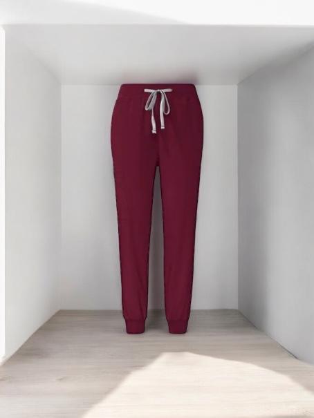Women Maroon Scrubs Pants Breathable Comfortable
