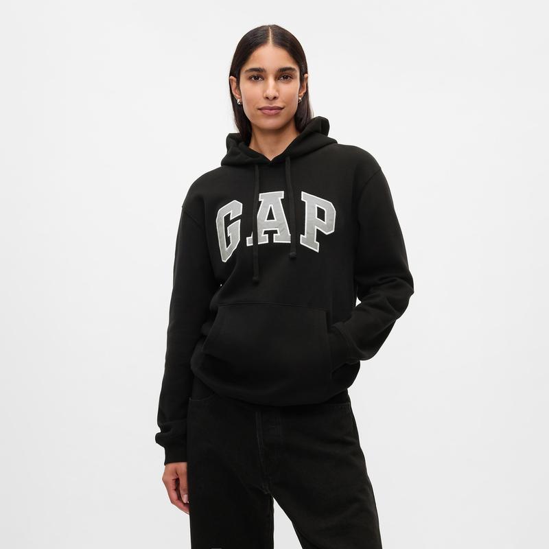 GAP Men's VintageSoft Arch Logo Hoodie Soft Brushed Sweatshirt Stylish Lounge Relaxed Fit 77% Cotton 23% Polyester Double-Layered Hood Drawcords Front Kanga Pocket