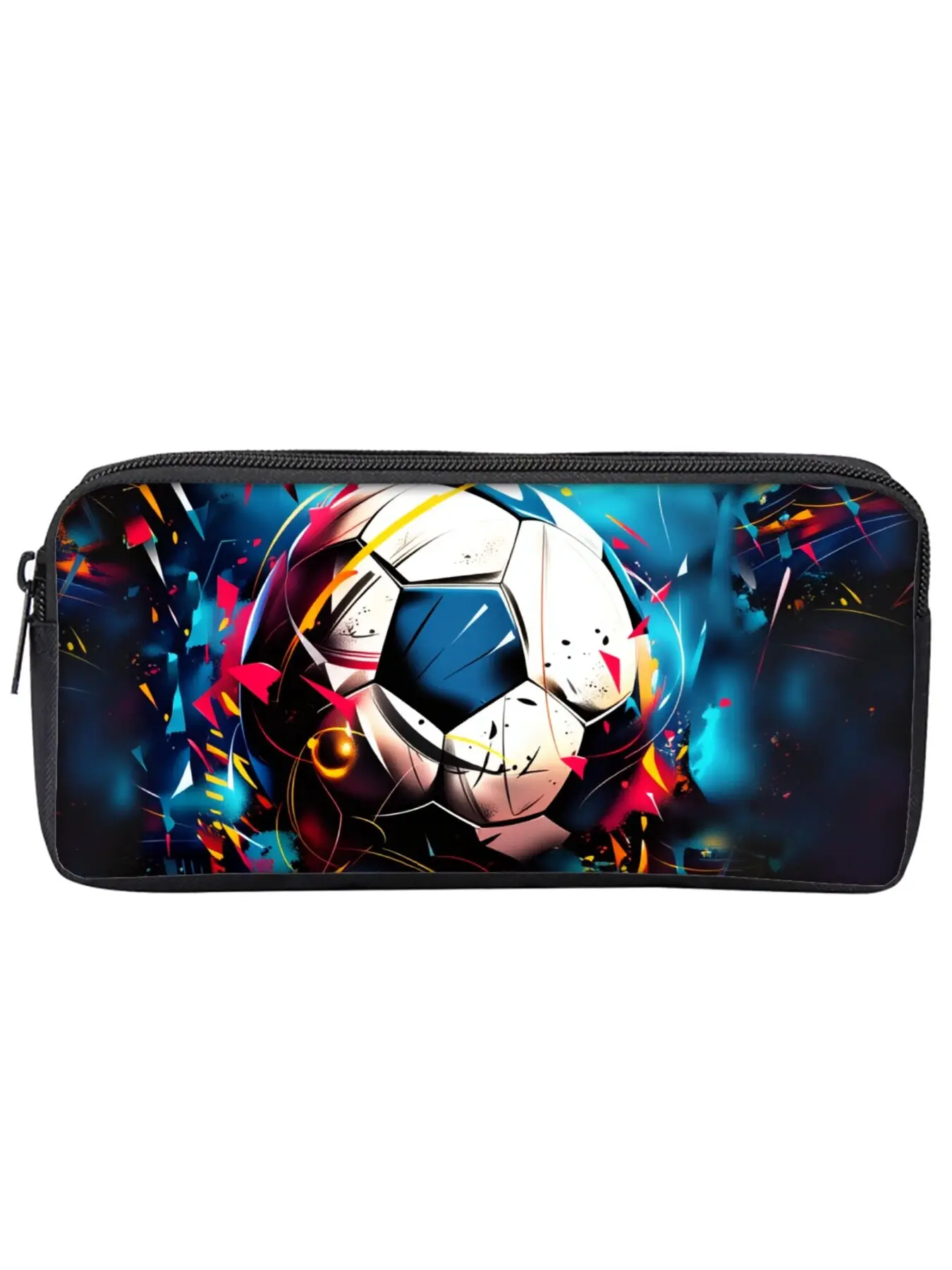 Single-layer pencil case with soccer pattern print