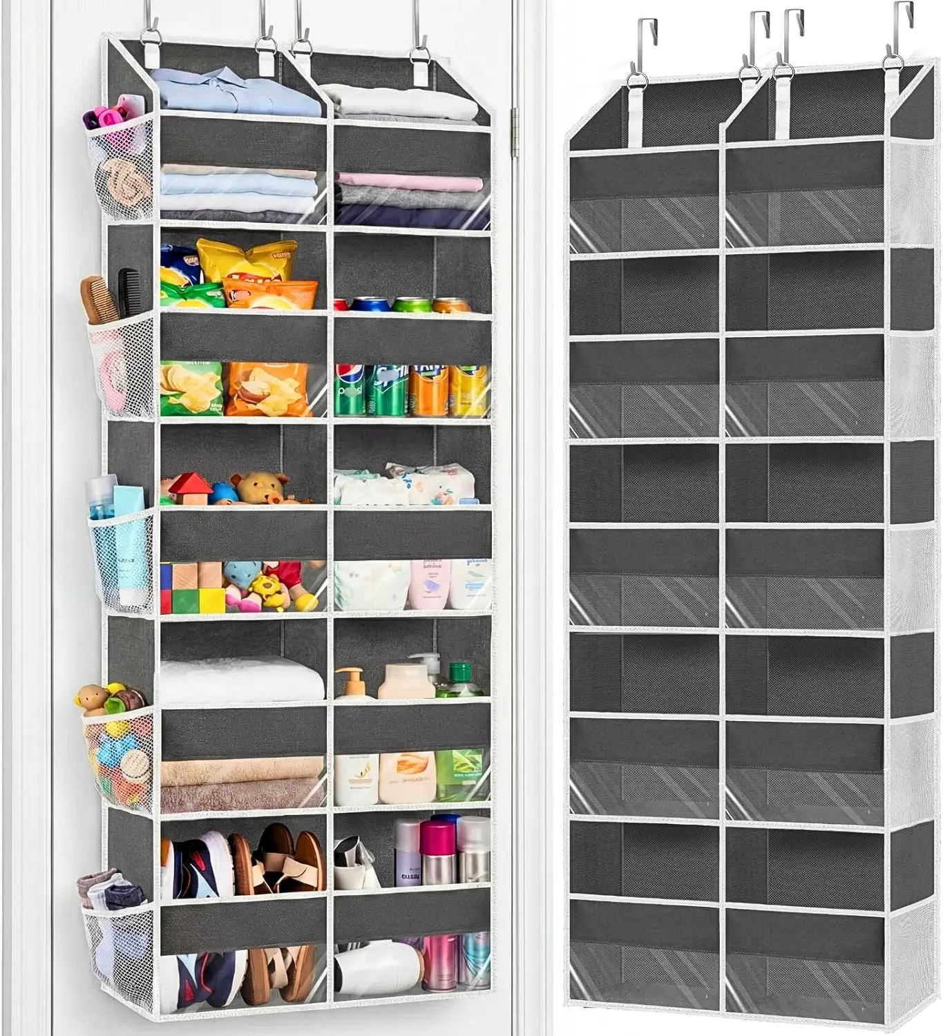 10 Compartments Over the Door Organizer 5 Tiers, Extra Large Behind Door Storage of, 80 lbs Weight Capacity Over Door Organizer, Door Hanging Organizer for Closet, Diaper Organizer, Room storage