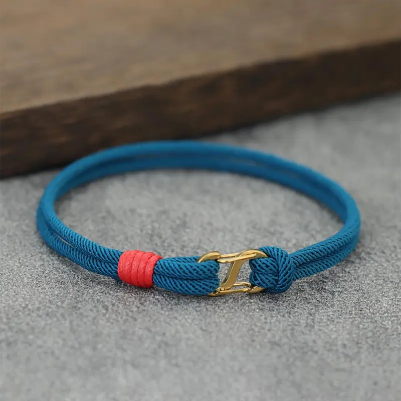 Men's Minimalist Handmade Detachable S-Shaped Climbing Buckle with 3mm Rope, Outdoor Survival High Quality Adjustable Bracelet, Stylish Arm Badge Accessory, Bracelets Jewelry, Durable Bracelet