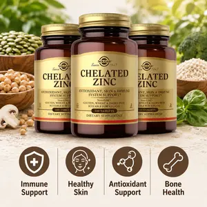 Chelated Zinc Tablets, Supports Healthy Skin, Cell Growth, DNA Formation, Antioxidant Activity & Immune Health, Non-GMO, Gluten Free, 100 Tablets