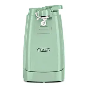 BELLA Electric Can Opener and Knife Sharpener, Multifunctional Jar and Bottle Opener with Removable Cutting Lever and Cord Storage, Stainless Steel Blade, Red