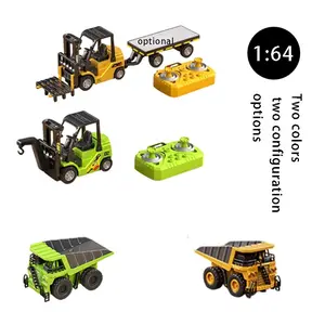 1:64 Remote Control Dump Truck Forklift Combo with Trailer, Alloy Body with Lights and Sound Effects, APP Phone Connection, Christmas Gift, Remote Control Forklifts, Remote Control Trucks
