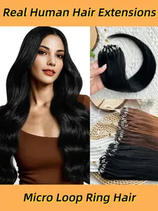 Premium Microlink Hair Extensions, Genuine Human Hair, Microbead Micro Loop Technology, Soft and Glossy, Adds Volume, Natural Straight Ends