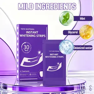 Purple Teeth Whitening Strips 28 Pack with Natural Coconut Oil & Mint Advanced Color Correction for Sensitive Teeth Reduce Sensitivity Oral Health