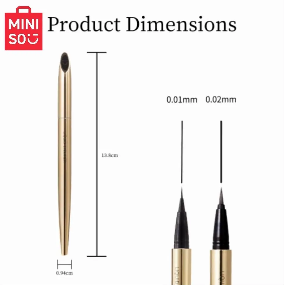 MINISO Gold Tube Waterproof Longwear Eyeliner Pen, 0.01mm & 0.02mm Black, Smudge-Proof 15g Cosmetic, Ideal for Women's Daily Makeup & Parties, Back To School Eye Makeup Enhancer
