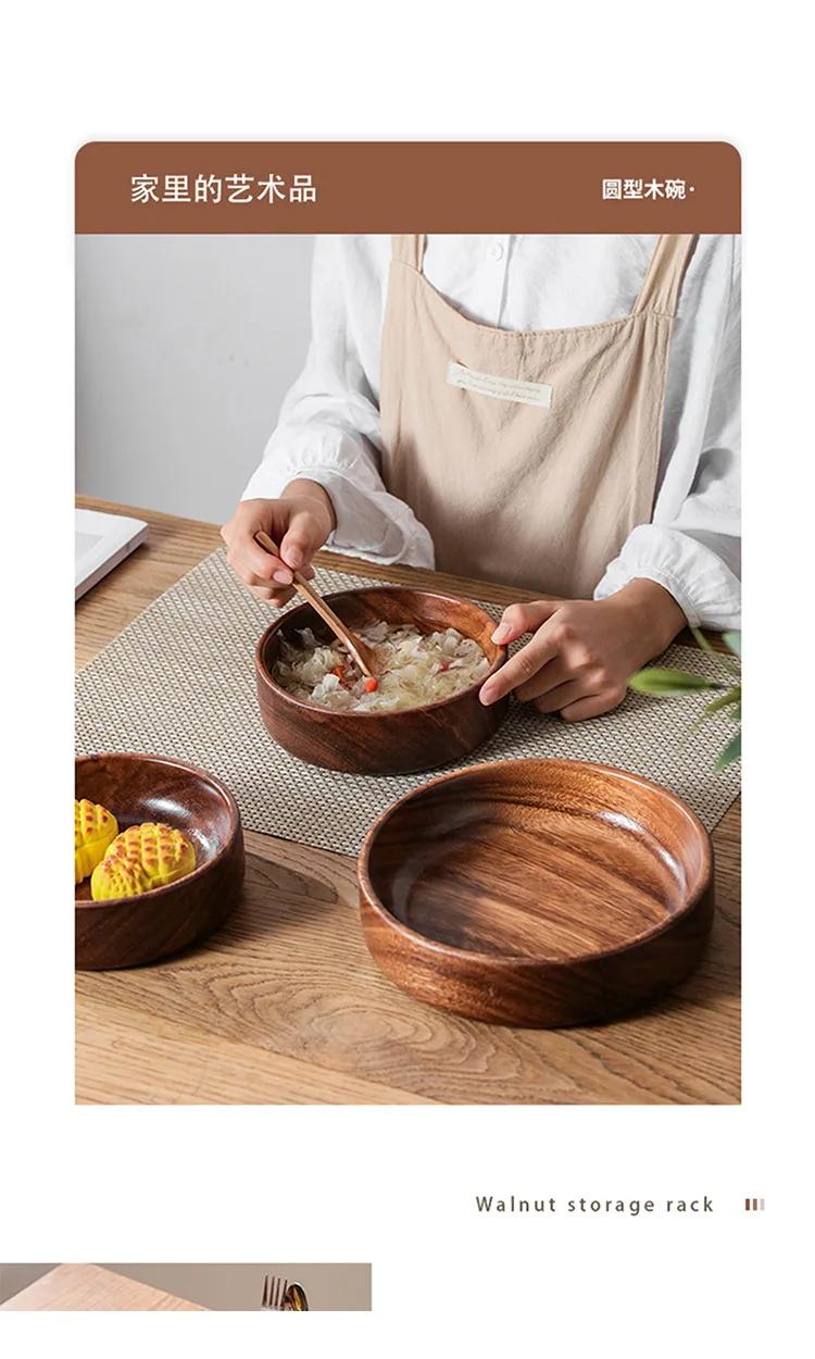 Solid wood bowl Walnut Boat Bowl Creative wooden salad bowl Fruit bowl Vintage storage home kitchen utensils