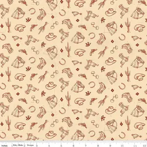 John Wayne American West Icons Cream Cotton Fabric