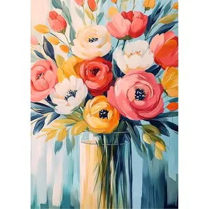 in Vase  Art Kits for Adults, Flower  Paintings for Adults, Full Drill  Art Kits , 5D  Paintings Kit  Painting Wall Decor and  12 * 16 Inch.