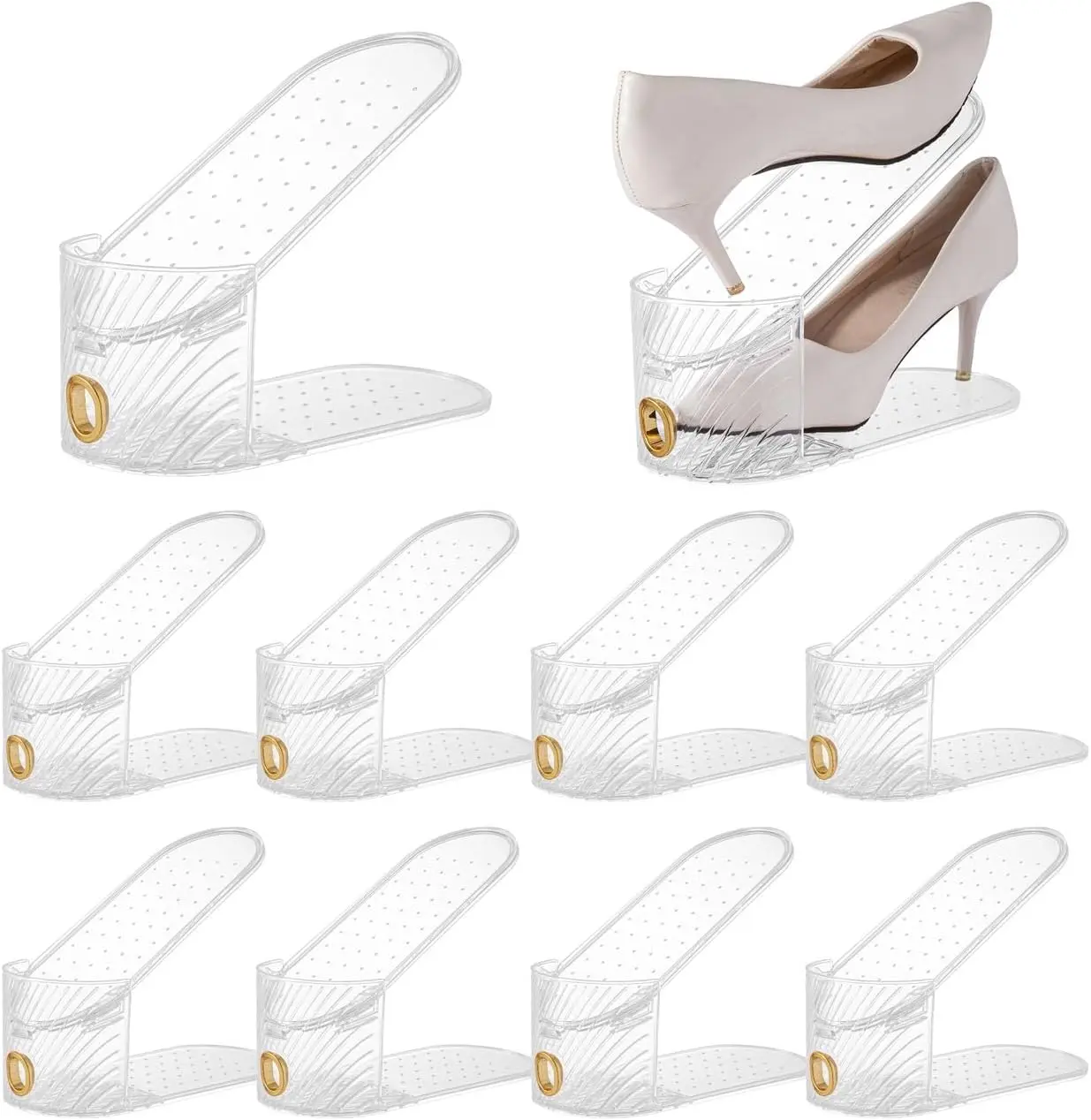 Shoe Slot Organizer 10 Pack - Shoe SlotsCan Save 50% of Shoe Stackers SpaceAdjustable Shoe Stacking Device, Double-Layer Design for Shoe Slots Organizer for Closet.