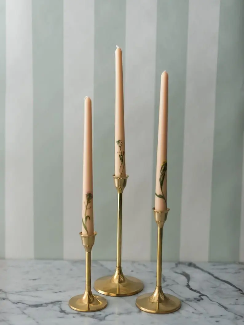 Brass Candlesticks Set of 3 - Vintage Simple Minimal Design - Ideal for Weddings & Decor - Elegant Candle Holders