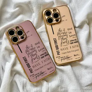 Multiple Bible Verse Motivational Plating Phone Case "Put God First" & "God Wins" for iPhone 16 Pro Max 15 Plus 14Pro 13 12 11 XS Max XS XR Shockproof Protective Cover Scripture Quotes