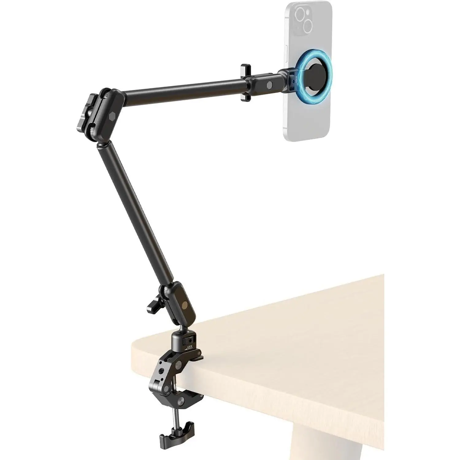 SMALLRIG Desktop Clamp Magic Arm Kit for MagSafe for iPhone, 55cm / 21.6" Two-Stage Adjustable Flexible Arm with Secure Grip for Smartphone, Webcam, Action Cameras - 5626