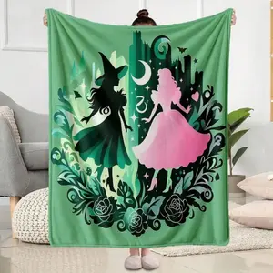 Warm Plush Blanket -  Wicked The Musical Design, Soft Flannel All-Season Cozy Throw For Bed, Travel, Or Gift, Machine Washable, Plush Texture, Wicked For Good Bedding , Wicked For Good Bedding Pink, Wicked Bedding, Quilt, Bed Cover, Plaid, Throw For Sofa